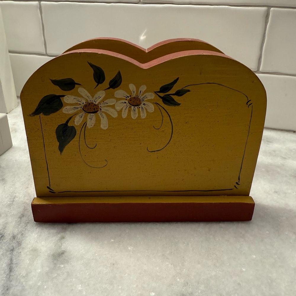 Hand-Painted Floral Napkin Holder 1986
